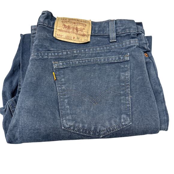 Levi's Other - Levi's 555 Jeans Mens 38x30 (38x29 Actual) USA Orange Tab Indigo Blue VINTAGE